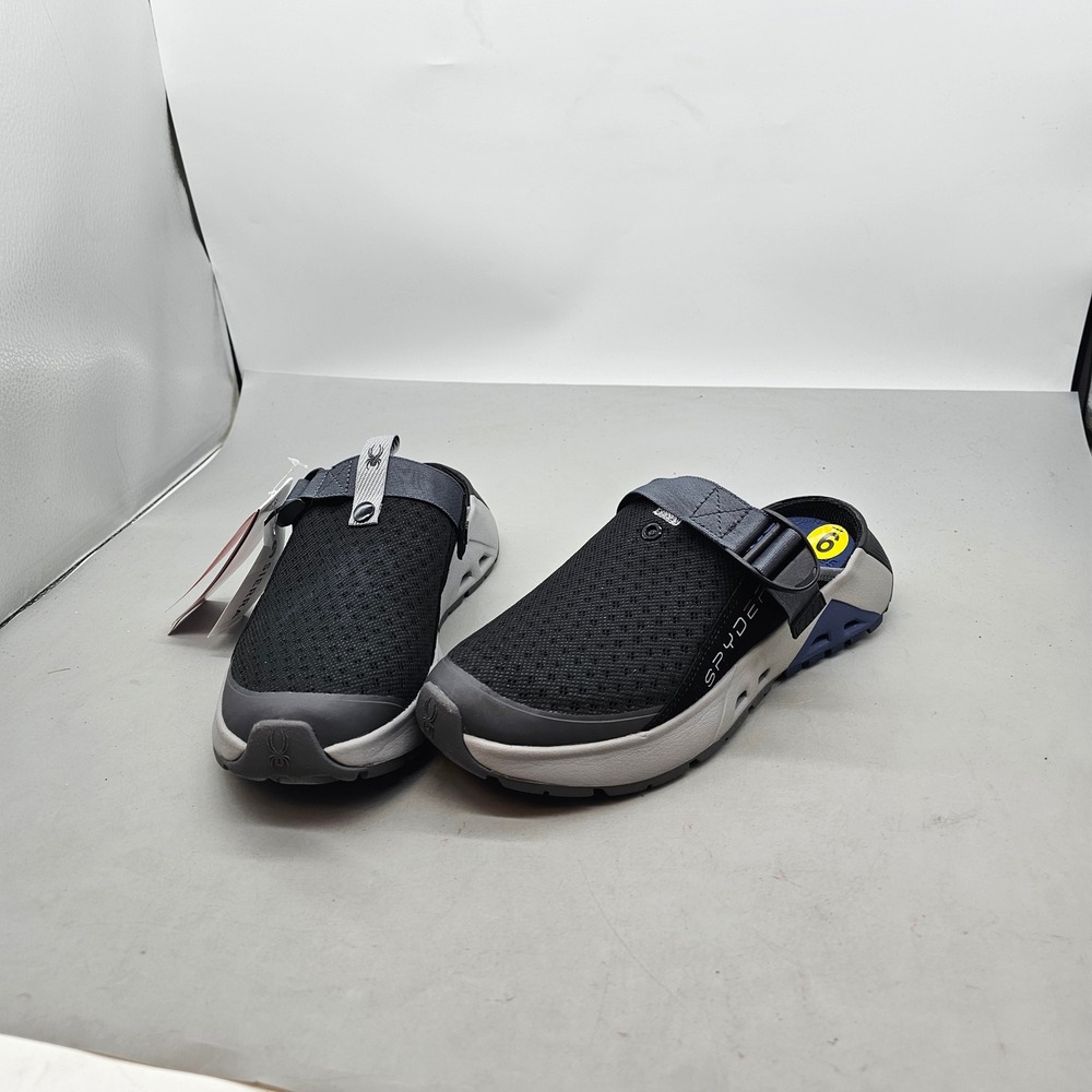 Spyder Mens Outdoor Sport Clogs Black Grey Blue Mesh Adjustable Strap Size 9 NWT